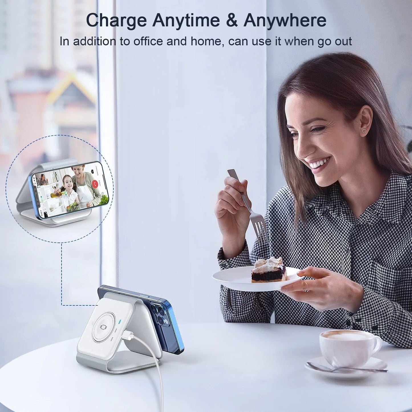 3-In-1 Wireless Charger Compatible with Multiple Devices Including Iphone 17/16/15/14/13 Series, Airpods 4/3/Pro, and Iwatch (Adapter Included) - Magnetic Foldable Design